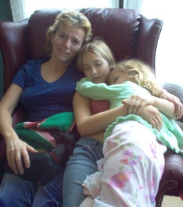 Michelle, Emma and Sofia snuggle up